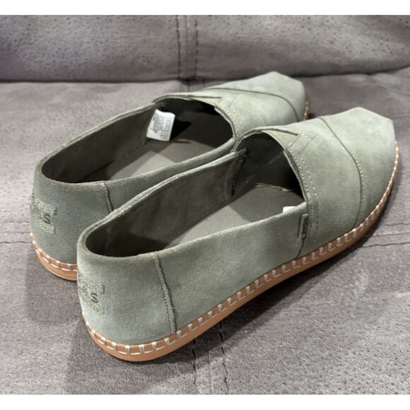 Toms Women’s Size 9 Alpargata Vetiver Suede Leather Wrap Gray Green SlipOn Shoes - Picture 4 of 11